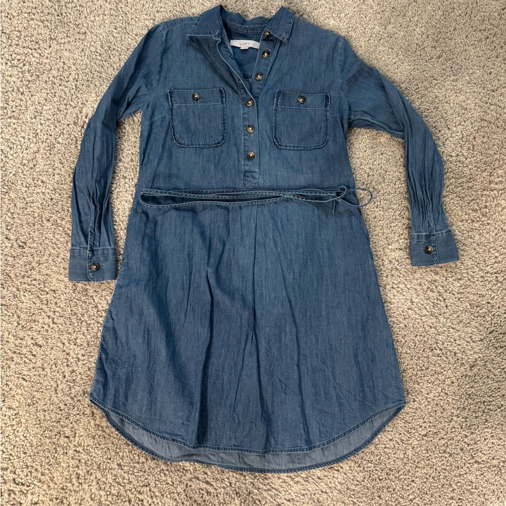 LOFT Blue Denim Shirt Dress